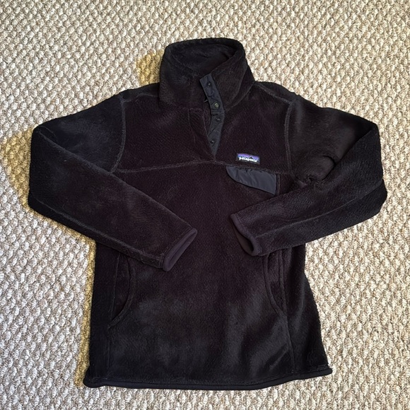 Patagonia Re-Tool Snap Synchilla T Pullover Sweater Fleece Jacket Black XS - Picture 1 of 3